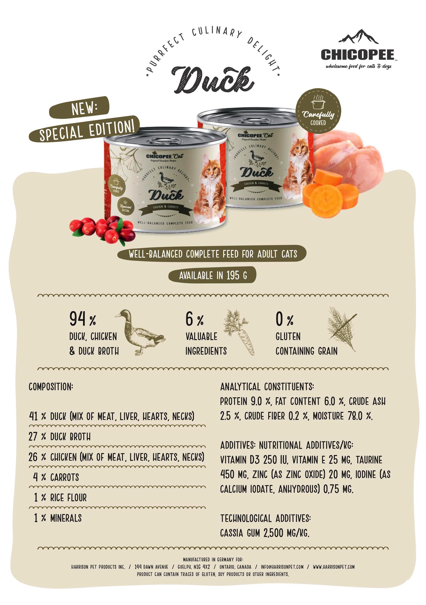 Chicopee Adult Ente -  6 x 195g - Kennenlern - Angebot