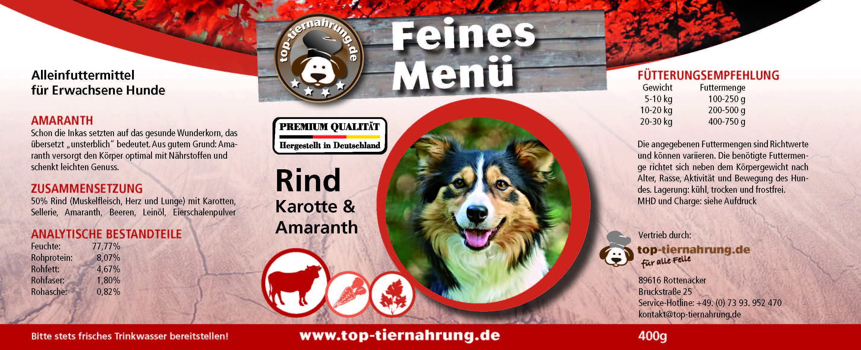 Rind mit Karotte und Amaranth