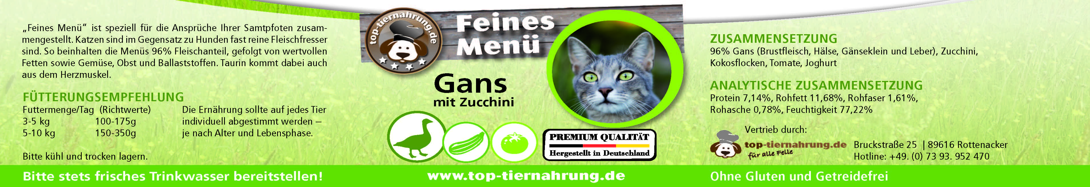 Gans mit Zucchini Cat 200g